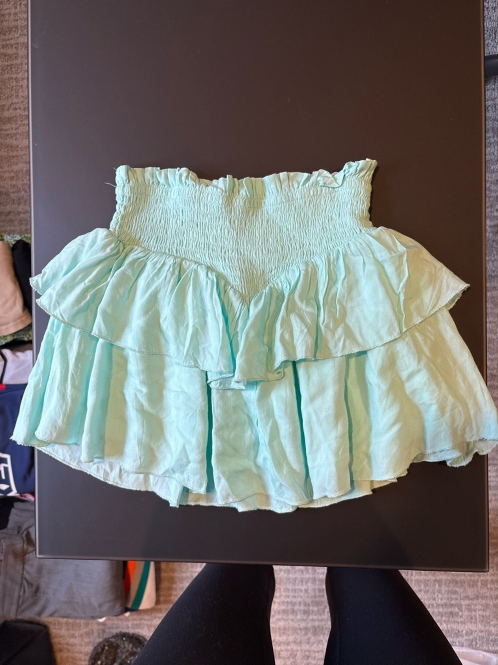 Kids Light Mint Ruffle Mini Skirt
